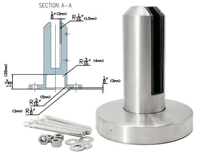 frameless glass fence spigots